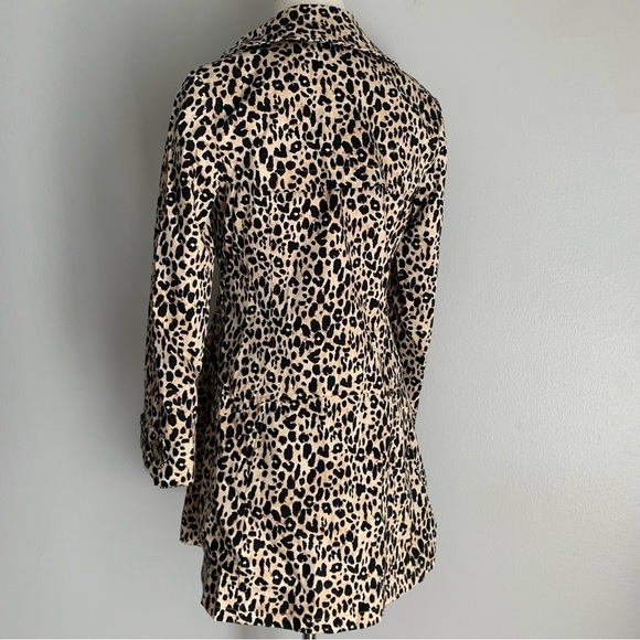 Vtg 2000s Y2K Forever 21 leopard print trench coat cream brown size small - Picture 2 of 6